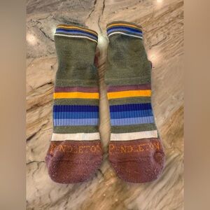 Pendleton Olive Green Striped Crew Socks
